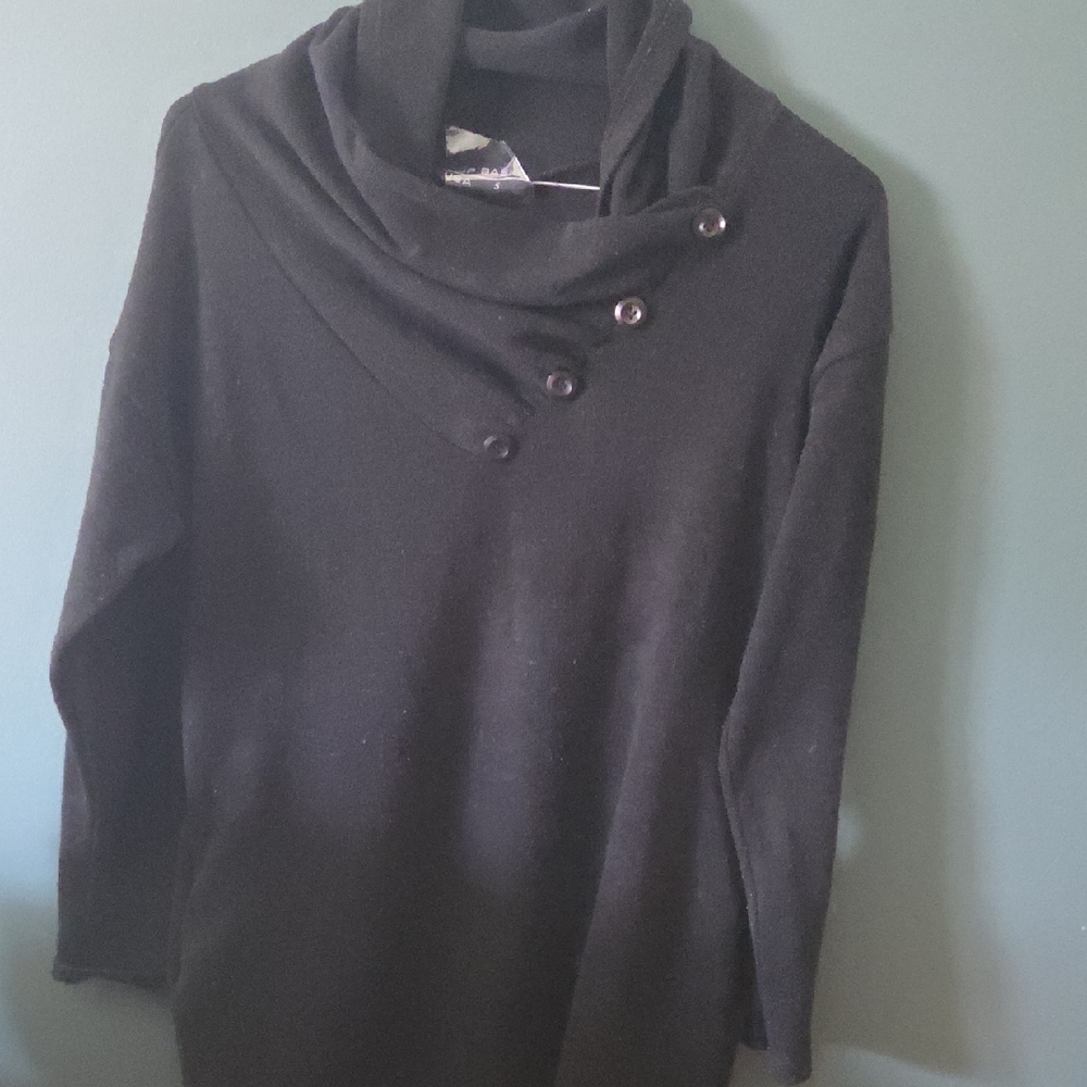 Black Cowl Neck Turtleneck Sweater